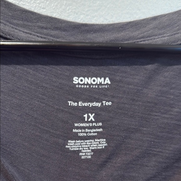 Sonoma 1X The Everyday Tee Grey Women's Black Long Sleeve Top - Picture 2 of 5